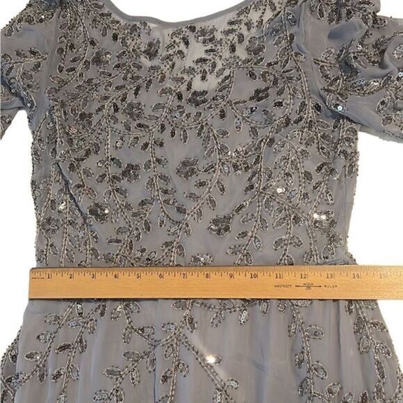 RAGA Icy Princes Gray Silver Beaded Sequined 3/4 Sleeves Dress Size M NWT - Picture 8 of 16